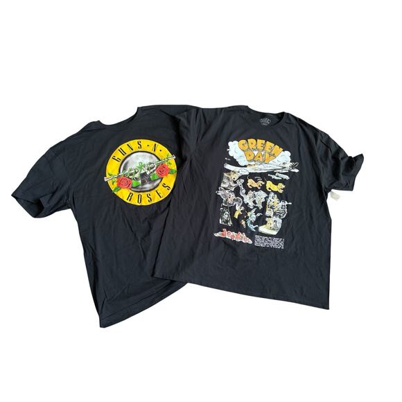 Y2K Official Licensed “Dookie” Green Day & Guns N Roses Black Shirt Mens 2XL Lot - Picture 1 of 3